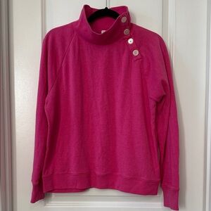 J. Crew Button-Collar Pullover Sweatshirt in Pink Cloudspun  Fleece
